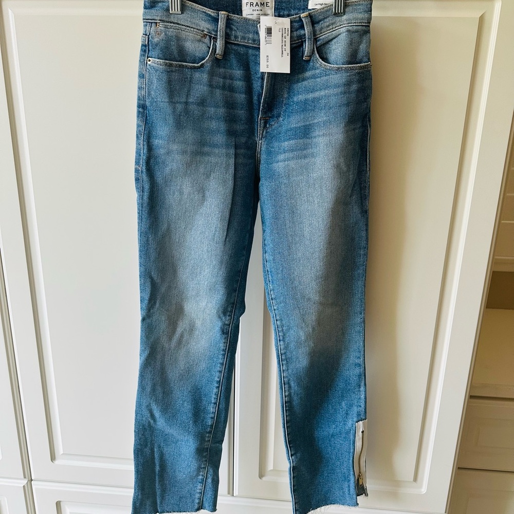Frame Denim Blue Straight Leg Jeans Medium Wash